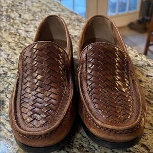 Giorgio Brutini Woven Brown Leather Loafers